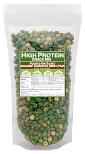 Savory Protein Snack Mix Roasted and Salted Edamame, Chickpeas and Green Peas - 8g Protein, Plant-Based, No Added Sugar, Vegan Protein Snack 15oz Bag