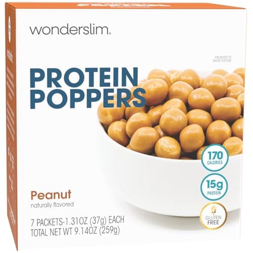 WonderSlim Popper Puff Snacks, Caramel Peanut, 170 Calories, 15g Protein, Gluten Free (7ct)