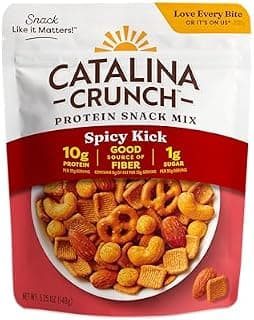 Catalina Crunch Protein Snack Mix - 10g Protein, 1g Sugar per Serving - Good Source of Fiber, Gluten Free - Spicy Kick, 5.25 Ounce Bag (Pack of 1) - Packaging May Vary