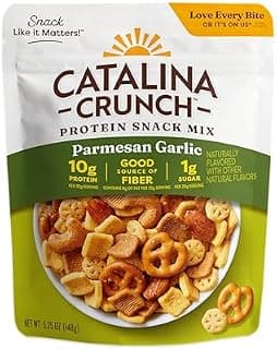 Catalina Crunch Protein Snack Mix - 10g Protein, 1g Sugar per Serving - Good Source of Fiber, Gluten Free - Parmesan Garlic, 5.25 Ounce Bag (Pack of 1) - Packaging May Vary