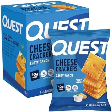 Quest Nutrition Cheese Crackers, Zesty Ranch Flavor, 10g Protein, 5g Net Carbs, High Protein, 4 Count