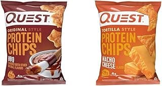 Quest Nutrition Protein Chips, BBQ, High Protein, Low Carb, 1.1 Ounce (Pack of 12) & Tortilla Style Protein Chips, Low Car...