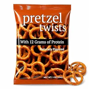 High Protein Pretzel Twists, 12g Protein, 120 Calories, Low Carb Keto Snack, High Fiber, Butter Flavor, 7 Individual Bags