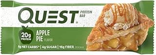 Quest Nutrition Protein Bar, Apple Pie, 20g Protein, 6g Net Carbs, 190 Cals, 2.1oz Bar, 1 Count, High Protein, Low Carb, G...