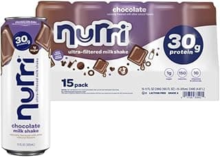 Nurri Protein Milk Shake – Chocolate Flavor, 30g Protein, 1g Sugar, 150 Calories, 10 Vitamins & Minerals, 11 fl oz Ready-t...