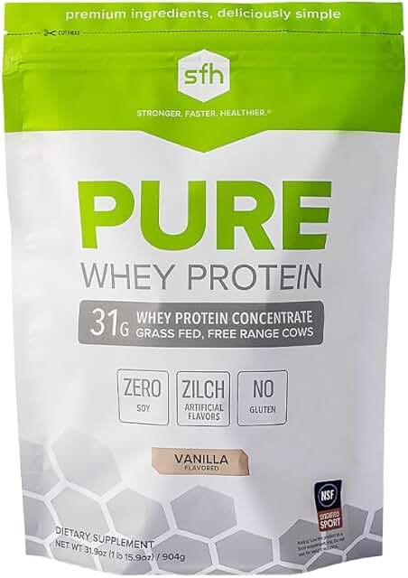 SFH Grass Fed Whey Protein Powder | Natural Whey Protein Concentrate | Non-GMO, Soy-Free, No Artificial Flavors | Protein ...