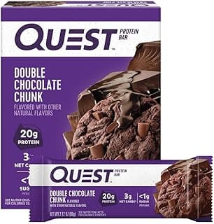 Quest Nutrition Double Chocolate Chunk Protein Bars, 20g Protein Bars, 1g Sugar, 4g Net Carb, Gluten Free, Keto Friendly, ...