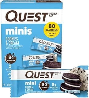 Quest Nutrition Mini Cookies & Cream Protein Bars, 8g Protein, 1g Sugar, 2g Net Carbs, Gluten Free, 14 Count