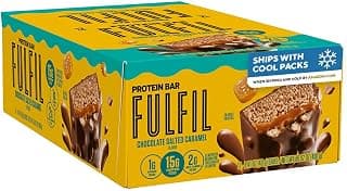 FULFIL Protein Snack Bars, Chocolate Salted Caramel Flavored, Gluten Free with 15g Protein, Pantry Staples, 12 Count