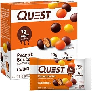 Quest Nutrition Coated Candies, Peanut Butter, 1g Sugar, 10g Protein, 4g Net Carbs, Gluten Free, Keto Friendly, 4 Count