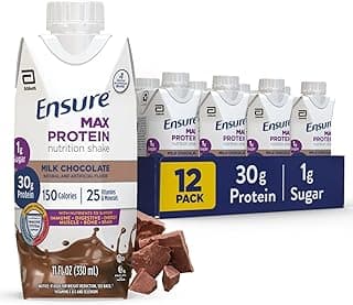 Ensure Max Protein Shake | Milk Chocolate | Ready to Drink | 30g Protein for Muscle Health | 1g Sugar, 4g Fiber | 11 fl o...