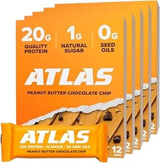 Sponsored Ad - Atlas Real Food Protein Bar – 20g Clean Protein, 1g Sugar, No Seed Oils, No Artificial Sweeteners (Peanut B...