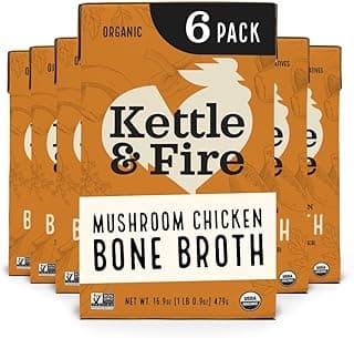 Kettle and Fire Mushroom Chicken Bone Broth, Keto, Paleo, Whole 30 Approved, Gluten Free, 19g of Protein, Natural Source o...