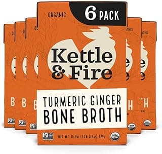 Kettle and Fire Turmeric Ginger Chicken Bone Broth, Keto, Paleo, Whole 30 Approved, Gluten Free, 19g of Protein, Natural S...
