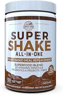 Country Farms All-in-One Super Shake Meal Replacement 15g Plant Protein Dietary Supplement with Superfoods, Vitamins, Prob...