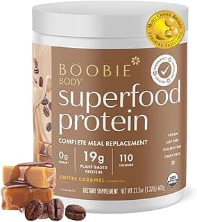 Boobie Body Superfood Protein Pregnancy and Postpartum Meal Replacement Shake, Coffee Caramel Flavor | 19g Protein | Safe ...