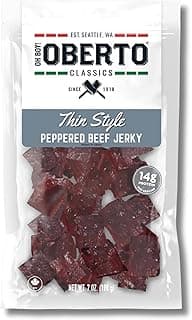 Oh Boy! Oberto Classics Thin Style Peppered Beef Jerky, 7 Ounce