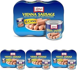 Libby's Vienna Sausage, Ready to Eat Canned Meat, 10g Protein Per Serving, 4.6 oz. Can (Pack of 24)