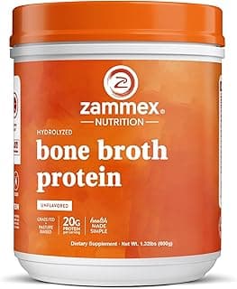 Sponsored Ad - Zammex Pure Grass Fed Beef Bone Broth Protein Powder, 20g Protein, Hydrolyzed Collagen Supplement for Healt...