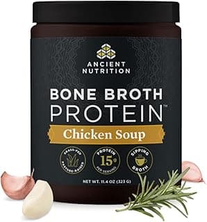 Ancient Nutrition Bone Broth Protein Powder, Chicken Soup, Grass-Fed Chicken and Beef Bone Broth Powder, 15g Protein Per S...