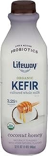 Lifeway Organic Whole Milk Kefir, Coconut Honey, 32 Ounce, 11g Protein, 12 Live Active Cultures
