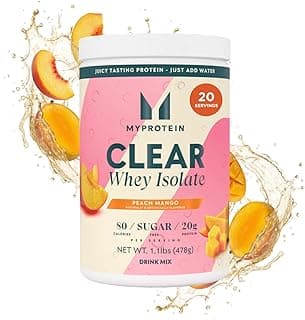 Myprotein Clear Whey Isolate Protein Powder, 1.1 Lb (20 Servings) Peach Mango, 20g Protein per Serving, Naturally Flavored...