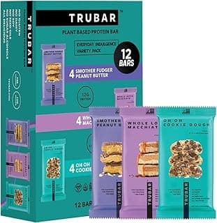 Sponsored Ad - TRUBAR Vegan Protein Bar Variety Pack, Assorted Flavors, Peanut Butter, Macchiato, Cookie Dough, Gluten Fre...