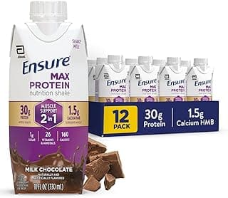Ensure Max Protein Shake | 2-in-1 Muscle Support | 30g High Protein | HMB | 26 Vitamins & Minerals | Ready to Drink | Milk...