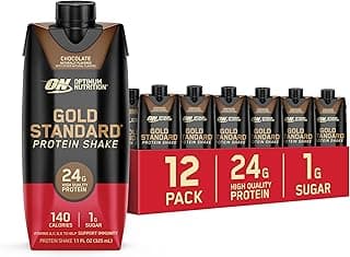 Optimum Nutrition Gold Standard Protein Shake, 24g Protein, Ready to Drink Protein Drinks, Chocolate, 11 Fl Oz, 12 Count (...
