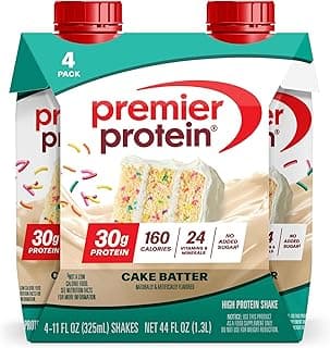 Premier Protein Shake, Cake Batter, 30g Protein, No Added Sugar, 24 Vitamins & Minerals to Support Immune Health, 11 fl o...