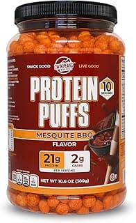 Twin Peaks Protein Puffs - (Mesquite Barbecue), Keto Friendly, Low Carb Snack (300g, 21g Protein, 2g Net Carbs, High Prote...