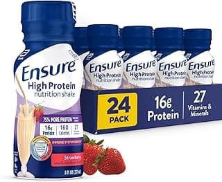 Ensure High Protein Strawberry Nutrition Shake, Ready to Drink, 16g Protein and 27 Vitamins and Minerals, 8 fl oz, 24 Pack