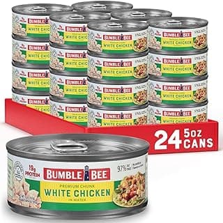 Bumble Bee Premium White Chicken Breast with Rib Meat in Water - 19g Protein per Serving - Gluten Free, Keto Friendly Cann...