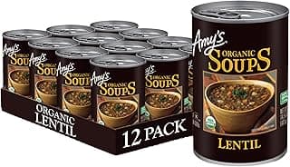 Amy's Soup, Vegan, Gluten Free, Organic Lentil, 14.5 Ounce (Pack of 12)