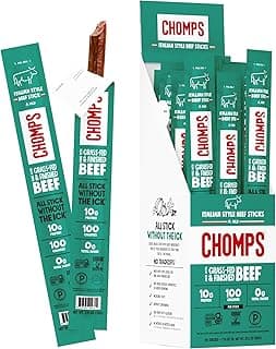 CHOMPS Grass Fed Italian Style Beef Jerky Snack Sticks, Keto, Whole30, Paleo, Gluten Free, Sugar Free, Low Carb, AIP Diet ...