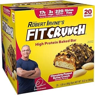FITCRUNCH Protein Bars, Snack Size Value Pack, Gluten Free, Made with Whey Proteins (20 Snack Size Bars, Peanut Butter Cru...