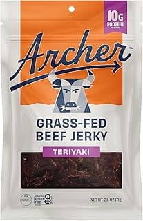 Archer Jerky Grass Fed Beef Jerky - Beef Protein Snack Pack, Teriyaki Flavored, Bulk Individual Packs, Gluten Free Protein...