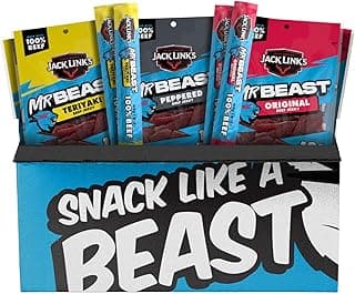 Jack Link's x MrBeast Beef Jerky and Sticks Variety Pack - Original, Peppered & Teriyaki - Ready to Eat Real Meat Protein ...