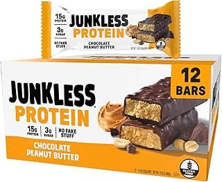 Sponsored Ad - JUNKLESS Chocolate Peanut Butter Protein Bars | 15g Protein, No Added Sugar, High Fiber, Gluten Free | Heal...