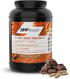 Sponsored Ad - Chocolate Peanut Butter Whey Protein Powder - R.I.S.E Formula Designed by Athletes - 50g Protein, BCAA, Cre...