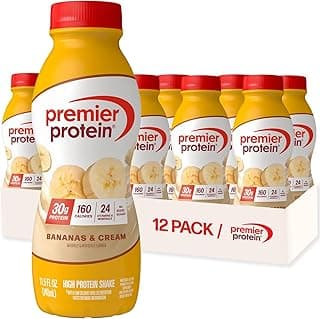 Premier Protein Shake, Bananas & Cream, 30g Protein, No Added Sugar, 24 Vitamins & Minerals to Support Immune Health, 11.5...