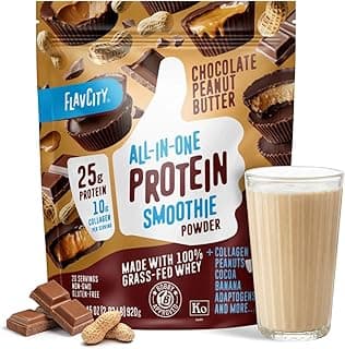 Sponsored Ad - FlavCity Grass Fed Whey Chocolate Protein Powder - Chocolate Peanut Butter - 25g Protein & 10g Collagen - M...