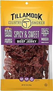 Tillamook Country Smoker Real Hardwood Smoked Beef Jerky, Spicy & Sweet, 10 Ounce