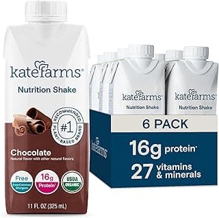 Sponsored Ad - KATE FARMS Organic Nutrition Shake, Chocolate, 16g Protein, 27 Vitamins and Minerals, Meal Replacement Shak...