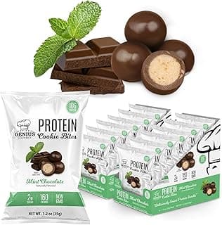 Genius Gourmet Protein Cookie Bites Mint Chocolate - 10g Protein, No Added Sugar, Low Carb, Non-GMO - Sweet Protein Desser...