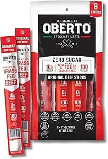 Oberto Grass Fed Beef Sticks - Original, Zero Sugar, No Artificial Ingredients, High Protein, Gluten Free, Wood Smoked, Pr...