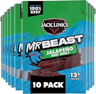 Jack Link's x MrBeast Jalapeño Beef Jerky Multipack - (10 Pack) 1.25 oz Bags - Ready to Eat Real Meat Protein Snacks - 12g...