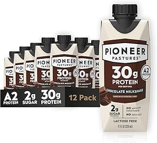 Pioneer Pastures - High Protein A2 Milkshakes - Chocolate - A2 Nutritional Milk, 30g Protein, 2g Sugar, No Artificial Swee...