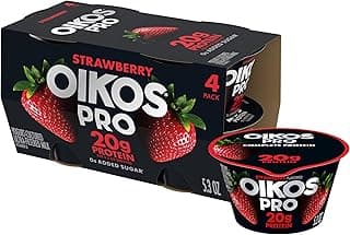 Oikos Pro Strawberry Yogurt-Cultured Ultra-Filtered Milk Product Pack, 20 Grams of Protein, 0g Added Sugar, Just Delicious...