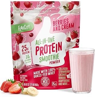 Sponsored Ad - FlavCity All in One Protein Shake Powder, Berries and Cream - On the Go Meal Alternative + Collagen Peptide...